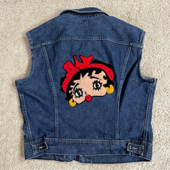 Lee Other - VINTAGE Blue Denim LEE Cut-Off BETTY BOOP Embellished JEAN JACKET Vest